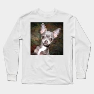 Cute Cheeky Chihuahua face art design Long Sleeve T-Shirt